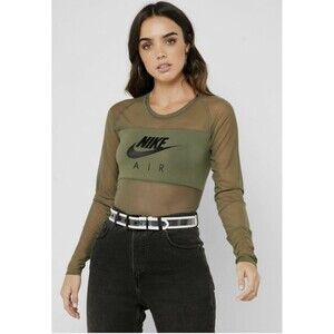 WOMENS NIKE AIR MESH BODYSUIT SIZE L (BV4664 222) OLIVE GREEN
